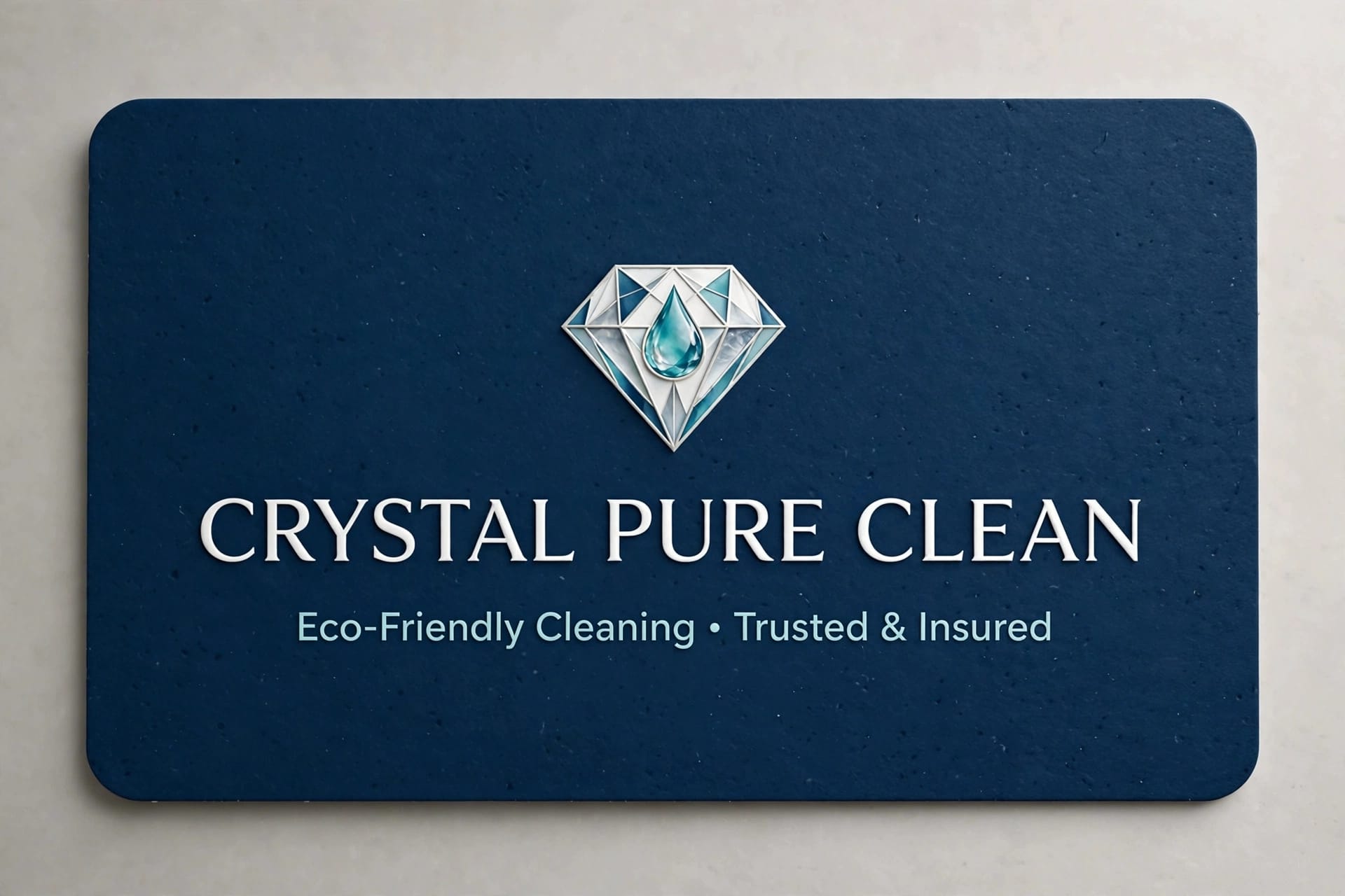 Crystal Pure Clean diamond and water-drop logo. Eco-Friendly Cleaning · Trusted & Insured.