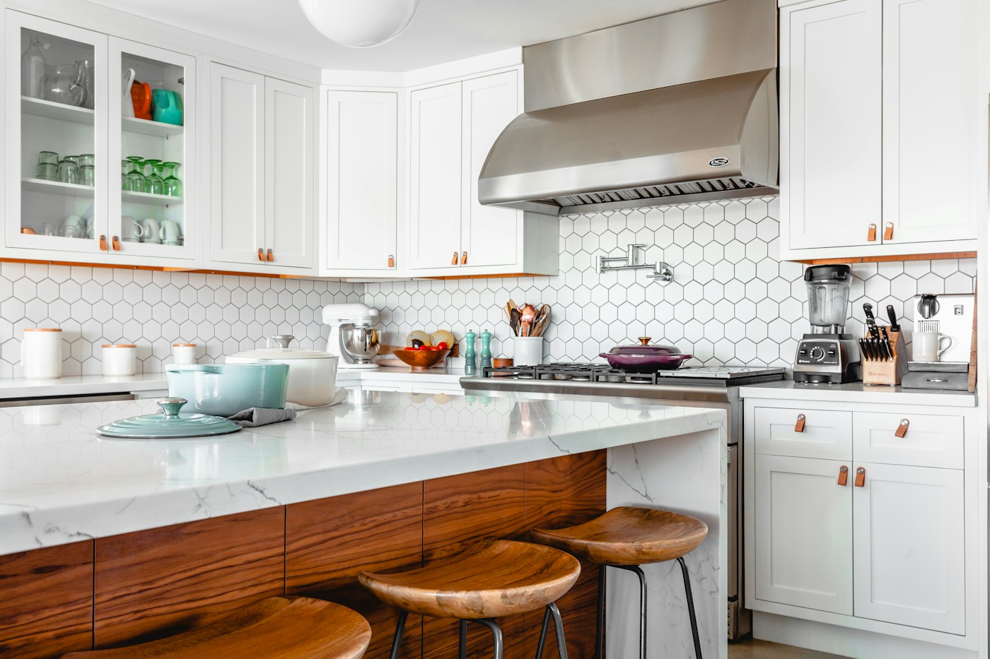 Bright and tidy kitchen with clean work surfaces